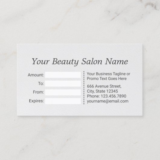 Paarse goudbloem Salon Boutique Gift Certificate Kortingskaartje (Achterkant)