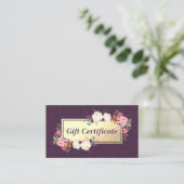 Paarse goudbloem Salon Boutique Gift Certificate Kortingskaartje (Staand voorkant)
