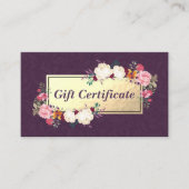 Paarse goudbloem Salon Boutique Gift Certificate Kortingskaartje (Voorkant)