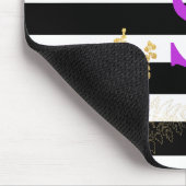 Paarse goudbloem zwart witte strepen muismat (Hoek)