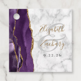 Paarse goudbruidmarmer bedankjes labels