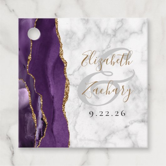 Paarse goudbruidmarmer bedankjes labels (Voorkant)