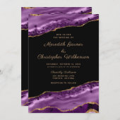 Paarse goudbruine marmer Agate Wedding Kaart (Voorkant / Achterkant)