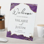 Paarse goudbruistoestel voor bruistabels reclamebord met voetstuk (Insitu)