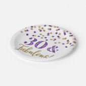 Paarse goudConfetti 30 en Fabulous Papieren Bordje (Gekanteld)