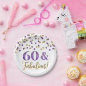 Paarse goudConfetti 60 en Fabulous Papieren Bordje (Feest)