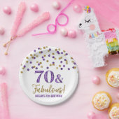 Paarse goudConfetti 70 en Fabulous Birthday Papieren Bordje (Feest)
