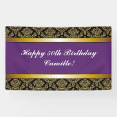 Paarse gouddamper op jaardag spandoek (Horizontaal)