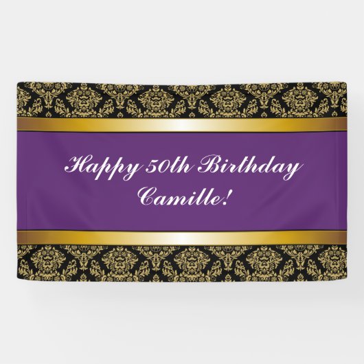Paarse gouddamper op jaardag spandoek (Horizontaal)