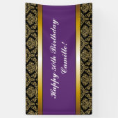 Paarse gouddamper op jaardag spandoek (Verticaal)