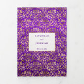 Paarse gouddhonk  bruiloft Drieluik Uitnodiging (Cover)