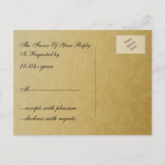 paarse goudelegantie RSVP-kaarten Uitnodiging Briefkaart (Achterkant)