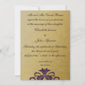 paarse goudelegantie trouwuitnodiging kaart (Achterkant)