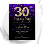 Paarse gouden 30e verjaardag kaart<br><div class="desc">Uitnodiging voor het 30e verjaardagsfeestje. Elegant paarse ontwerp met faux glitter goud. Beschikt over stijlvolle diamanten, bokeh-lampen en scriptlettertype. Vrouwen of mannen baai uitnodigen. Perfect voor een stijlvol verjaardagsfeestje voor volwassenen. Personaliseer met je eigen gegevens. Stuur me een bericht als je verder moet worden aangepast. Gedrukte Zazzle-uitnodigingen of direct download...</div>