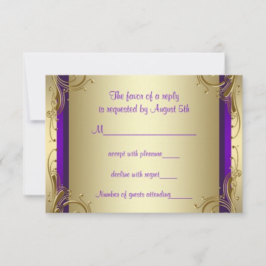 Paarse gouden 50ste bruiloft Jubileum Party RSVP (Voorkant)