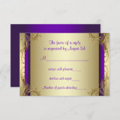 Paarse gouden 50ste bruiloft Jubileum Party RSVP (Voorkant / Achterkant)