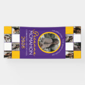 Paarse & Gouden 9 Fotocollage Afstuderen Vinyl Spandoek (Horizontaal)