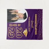 Paarse & Gouden Aangepaste Afstuderen Achtergrond  Wandkleed (Voorkant (horizontaal))