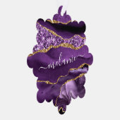 Paarse gouden aangepaste naam kerst ornament Kaart (Rechts)