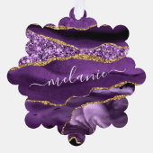 Paarse gouden aangepaste naam kerst ornament Kaart (Voorkant)