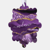 Paarse gouden aangepaste naam kerst ornament Kaart (Links)