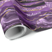 Paarse Gouden Aangepaste Naam Verpakkingspapier Cadeaupapier (Rol Hoek)