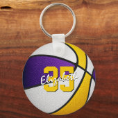 paarse gouden aangepaste speler naam basketbal sleutelhanger (Voorkant)