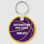 paarse gouden aangepaste speler naam basketbal sleutelhanger (Achterkant)