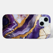 Paarse Gouden Abstract Marmeren Monogram Case-Mate iPhone Case (Achterkant (horizontaal))