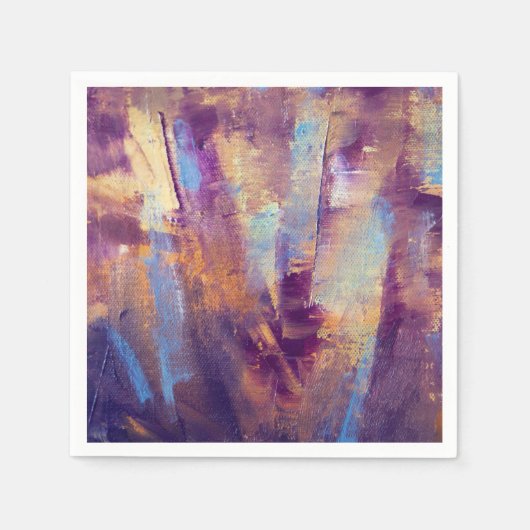 Paarse & Gouden Abstracte olieverfschilderij Metal Servetten (Voorkant)