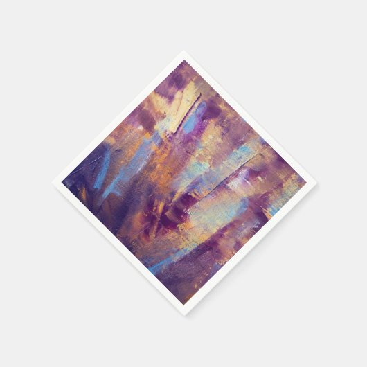 Paarse & Gouden Abstracte olieverfschilderij Metal Servetten (Hoek)