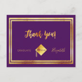 Paarse gouden afstudeer dank je kaart (Voorkant)