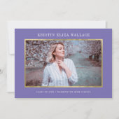 Paarse & gouden afstudeeraankondigingen aankondiging (Voorkant)