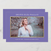 Paarse & gouden afstudeeraankondigingen aankondiging (Voorkant / Achterkant)