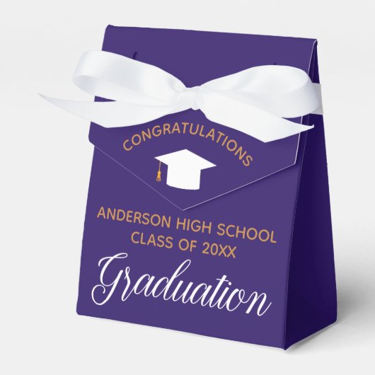 Paarse Gouden Afstuderen Elegant Custom 2025 Party Bedankdoosjes (Voorkant Zijde)