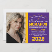 Paarse & gouden Afstuderen foto bekendmaking Kaart (Voorkant)