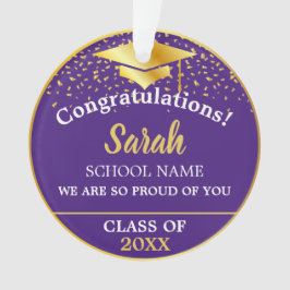 Paarse Gouden Afstuderen Klasse van 2025 Custom Na Ornament