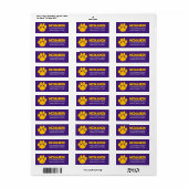 Paarse & gouden Afstuderen retour adreslabels Etiket (Full Sheet)