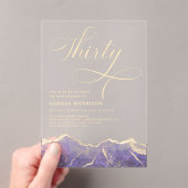 Paarse gouden agaat 30e 30-jarig verjaardagsfeest acryl uitnodigingen (Insitu (Draagbaar))