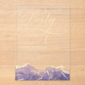 Paarse Gouden Agaat 40e Veertigjarig Verjaardagsfe Acryl Uitnodigingen (Voorkant)