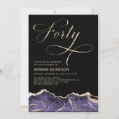 Paarse Gouden Agaat 40e Veertigjarig Verjaardagsfe Kaart (Voorkant)