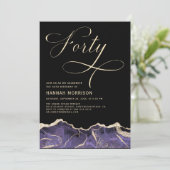 Paarse Gouden Agaat 40e Veertigjarig Verjaardagsfe Kaart (Staand voorkant)