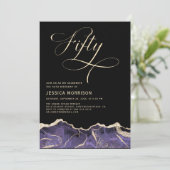 Paarse Gouden Agaat 50e Vijftigjarig Verjaardagsfe Kaart (Staand voorkant)