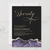 Paarse Gouden Agaat 70e Zeventig Verjaardagsfeest Kaart (Voorkant)
