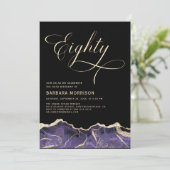 Paarse gouden agaat 80e tachtig verjaardagsfeest kaart (Staand voorkant)