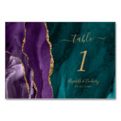 Paarse gouden agaat Blauwgroen bruiloft Kaart (Achterkant)