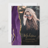 Paarse Gouden Agaat Dark Photo Afstudeerder Aankon Kaart (Voorkant)