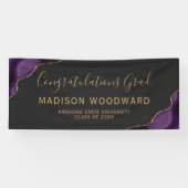 Paarse Gouden Agaat Donker Gefeliciteerd Afstudere Spandoek (Horizontaal)