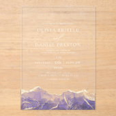 Paarse gouden agaat Elegante moderne bruiloft Acryl Uitnodigingen (Voorkant)