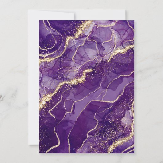 Paarse gouden agaat Elegante moderne bruiloft Kaart (Achterkant)